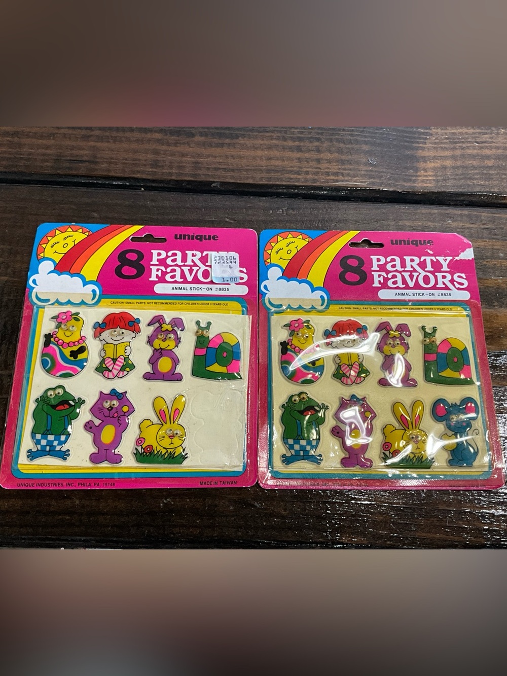 Vintage 1980s Set of 2 Packs Unique Party Favors Puffy Animal Stickers NOS